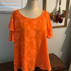 Cato Vibrant Orange Floral Blouse